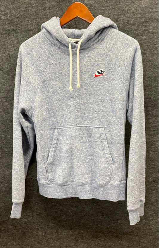Nike Women's Pullover Hoodie Blue Heather Retro Patch Raglan Sleeve Pouch Sz XS