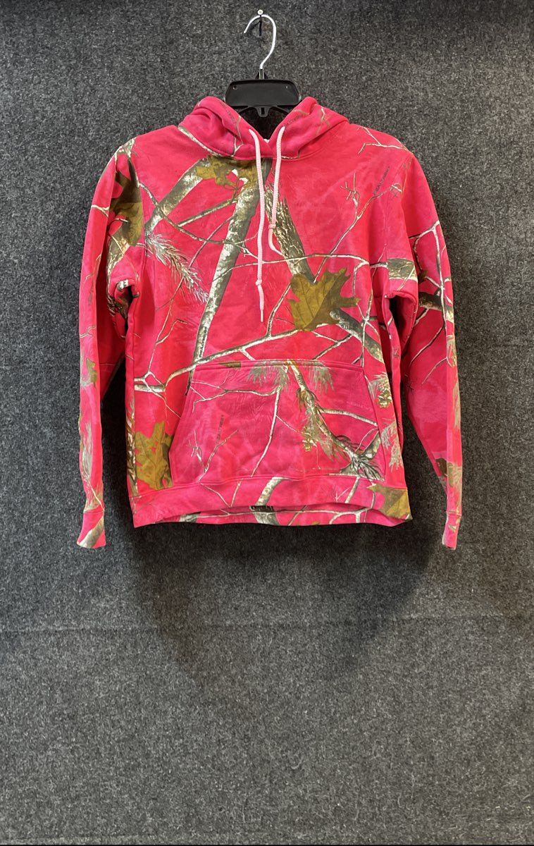 Realtree Women's Pink Camo Pullover Hoodie Sweatshirt Cotton Blend Sz S