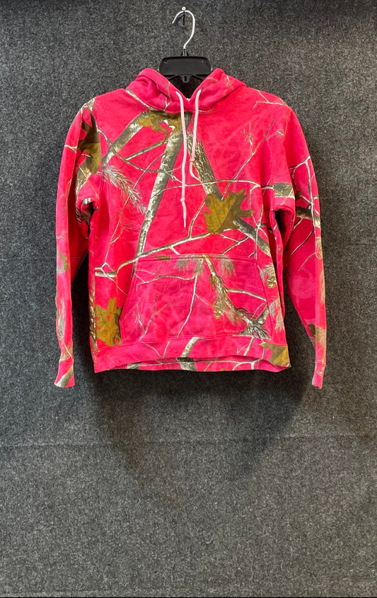Realtree Women's Pink Camo Pullover Hoodie Sweatshirt Cotton Blend Sz S