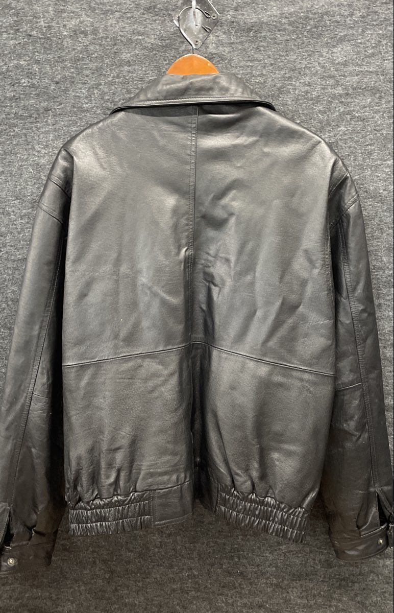 Vintage 90s Outbrook Men's Black Genuine Leather Bomber Jacket Sz XL
