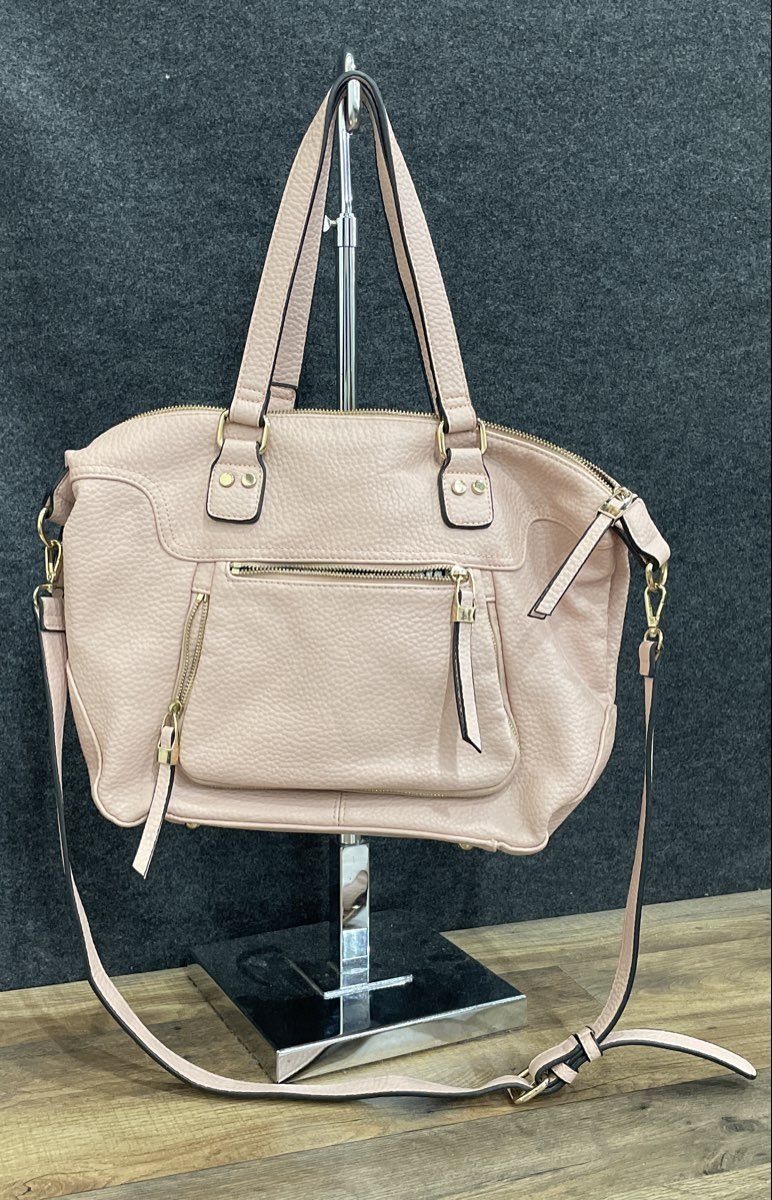 Urban Expressions Pink Leather Satchel Handbag Gold Hardware Crossbody Bag