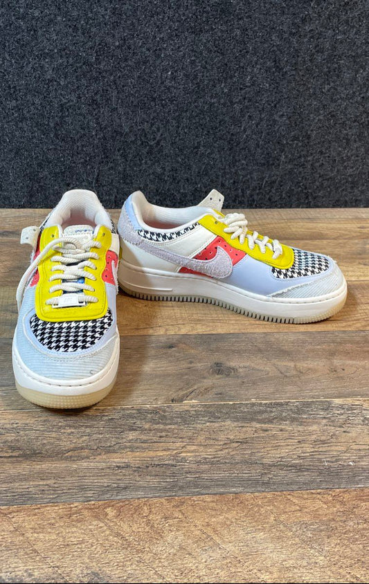 Nike Air Force 1 Shadow Multi-Color Houndstooth Women's Sneakers Size 7.5