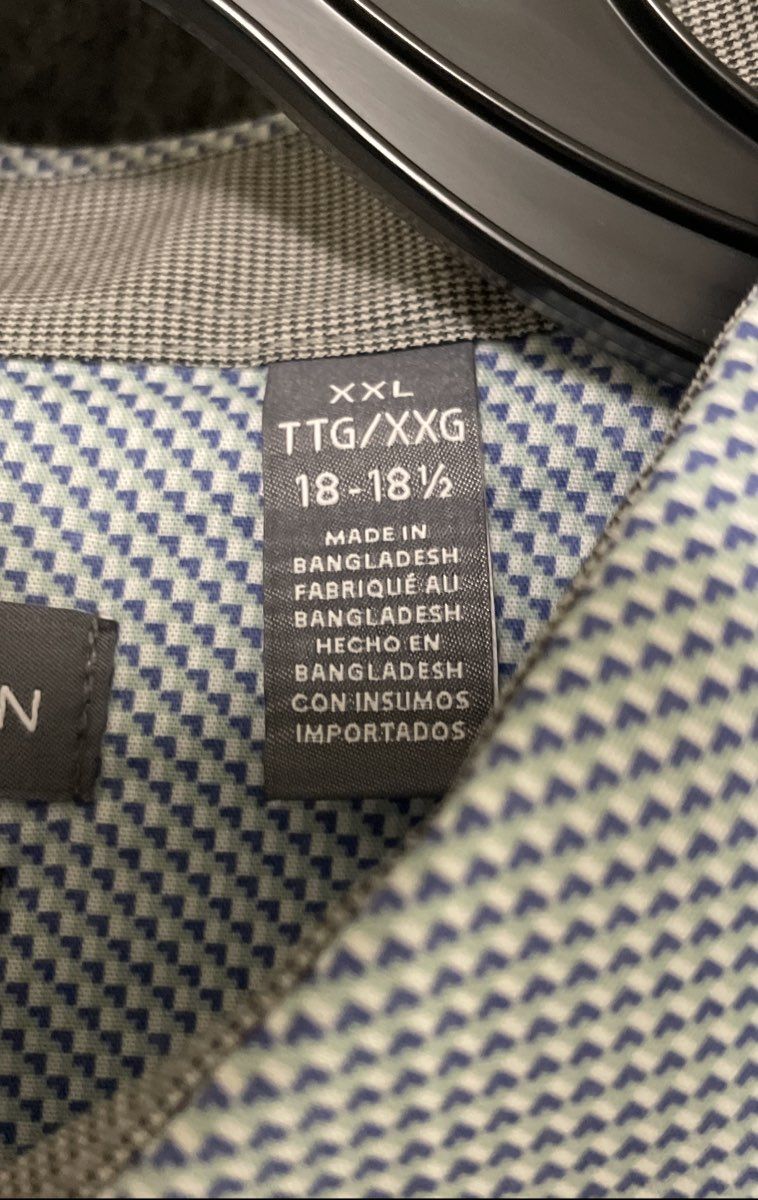 Van Heusen Men's Blue Geometric Never Tuck Slim Fit Short Sleeve Shirt NWT XXL