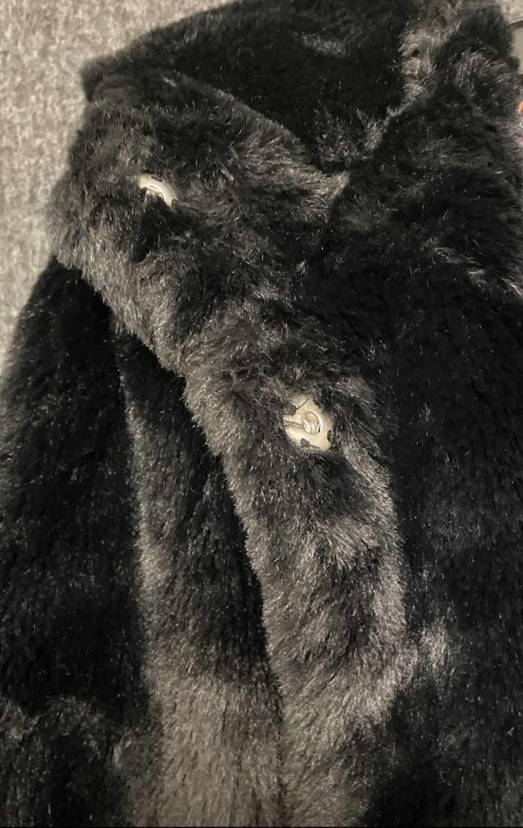 Esmara Women's Black Faux Fur Hooded Jacket Paisley Lining Snap Front Sz XL