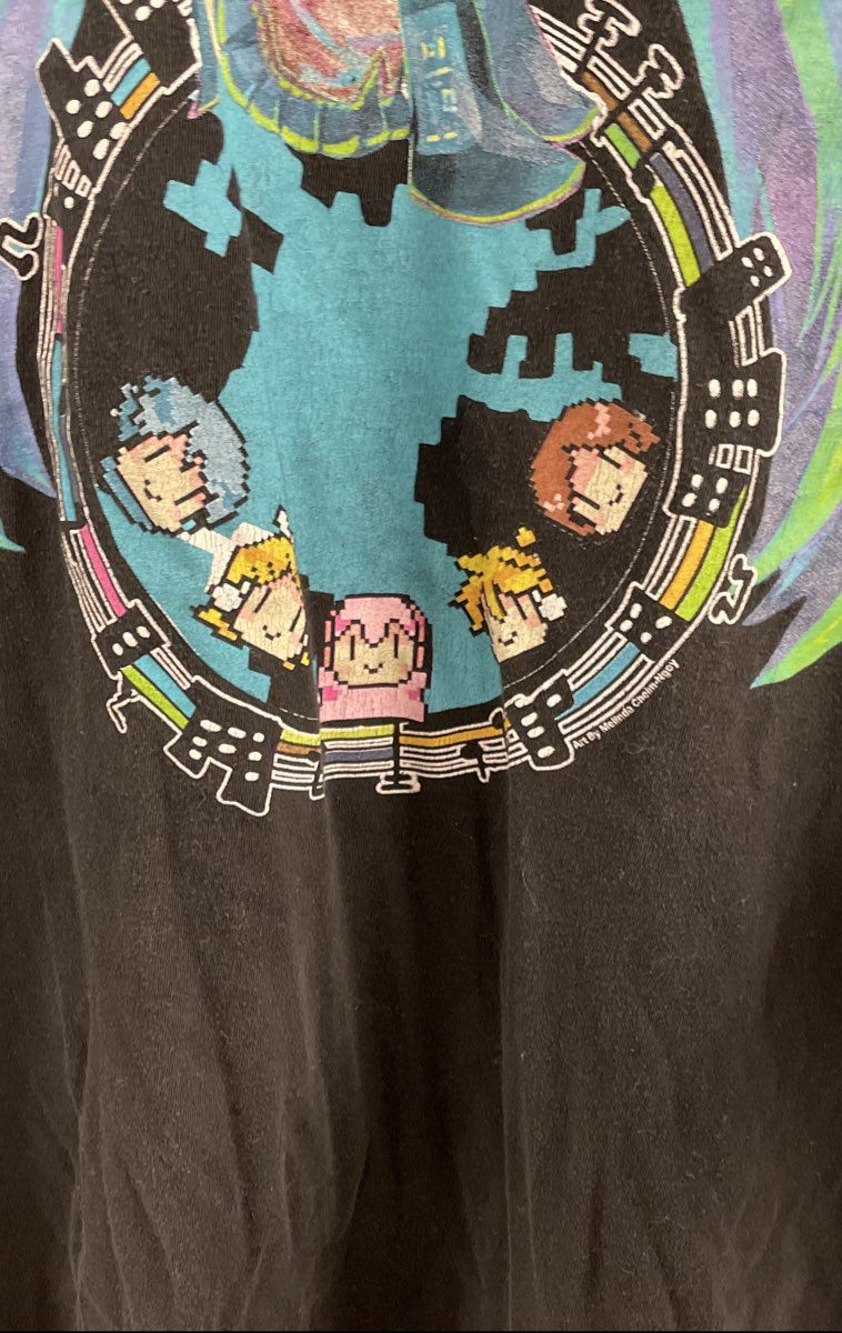 Crypton We Love Fine Men's Black Hatsune Miku Vocaloid Anime Pixel Art Shirt XL