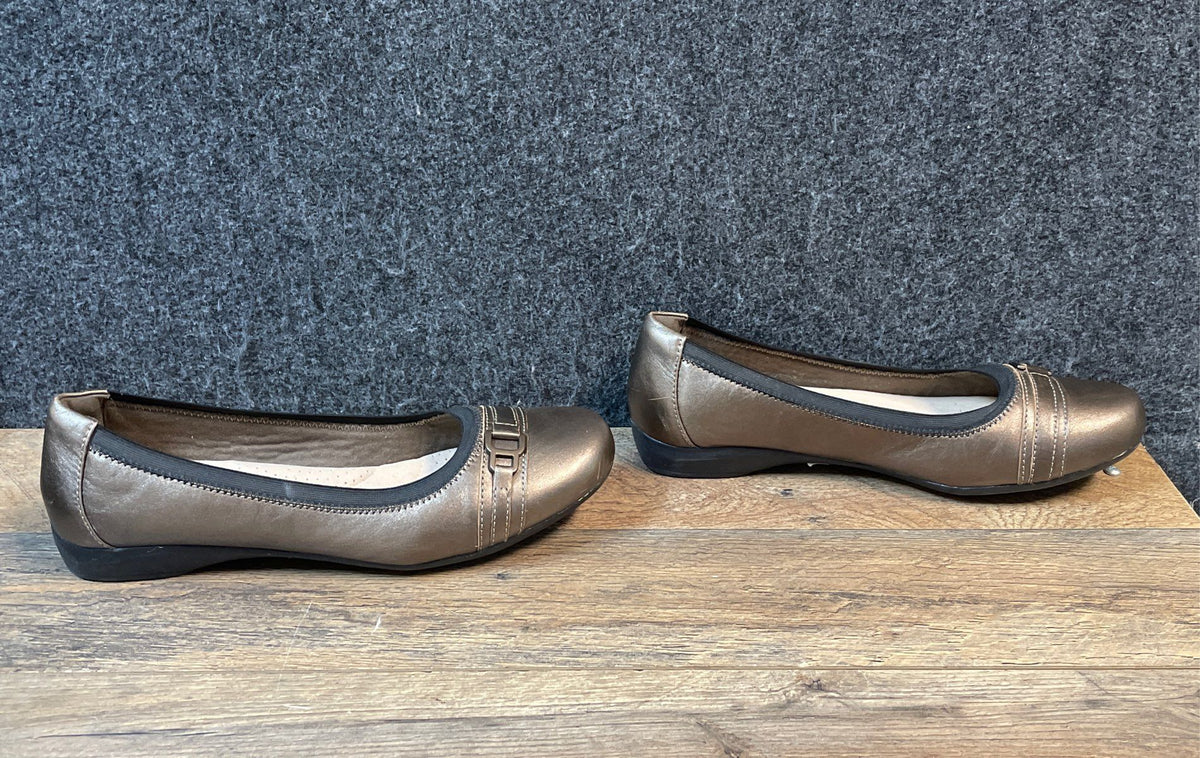 Clarks Cheyn Madi Bronze Metallic Leather Slip On Loafers Women's US 8.5M