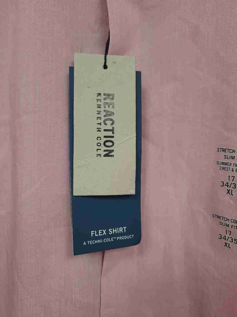 Kenneth Cole Reaction Men's Pink Flex Techni-Cole Slim Fit Shirt XL 17 34/35 NWT