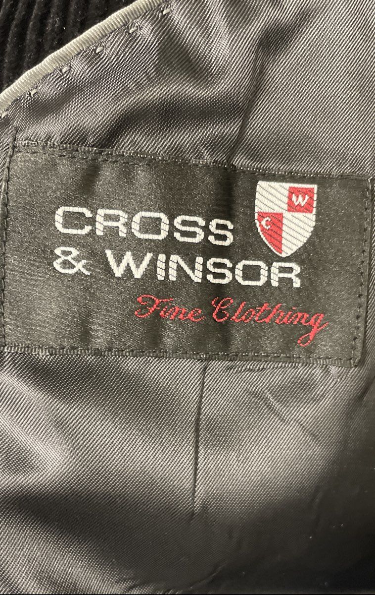 Cross & Winsor Men's Black Corduroy 2-Button Blazer Sport Coat 100% Cotton 46R