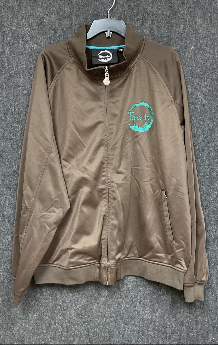 Vintage Y2K Fasade Men's Track Jacket Brown Full Zip Embroidered Graphic 2X