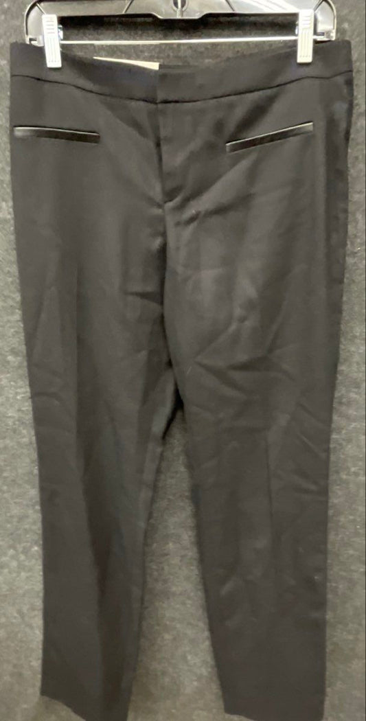 Club Monaco Women's Irina Black Low Rise Straight Leg Leather Trim Pants NWT 6