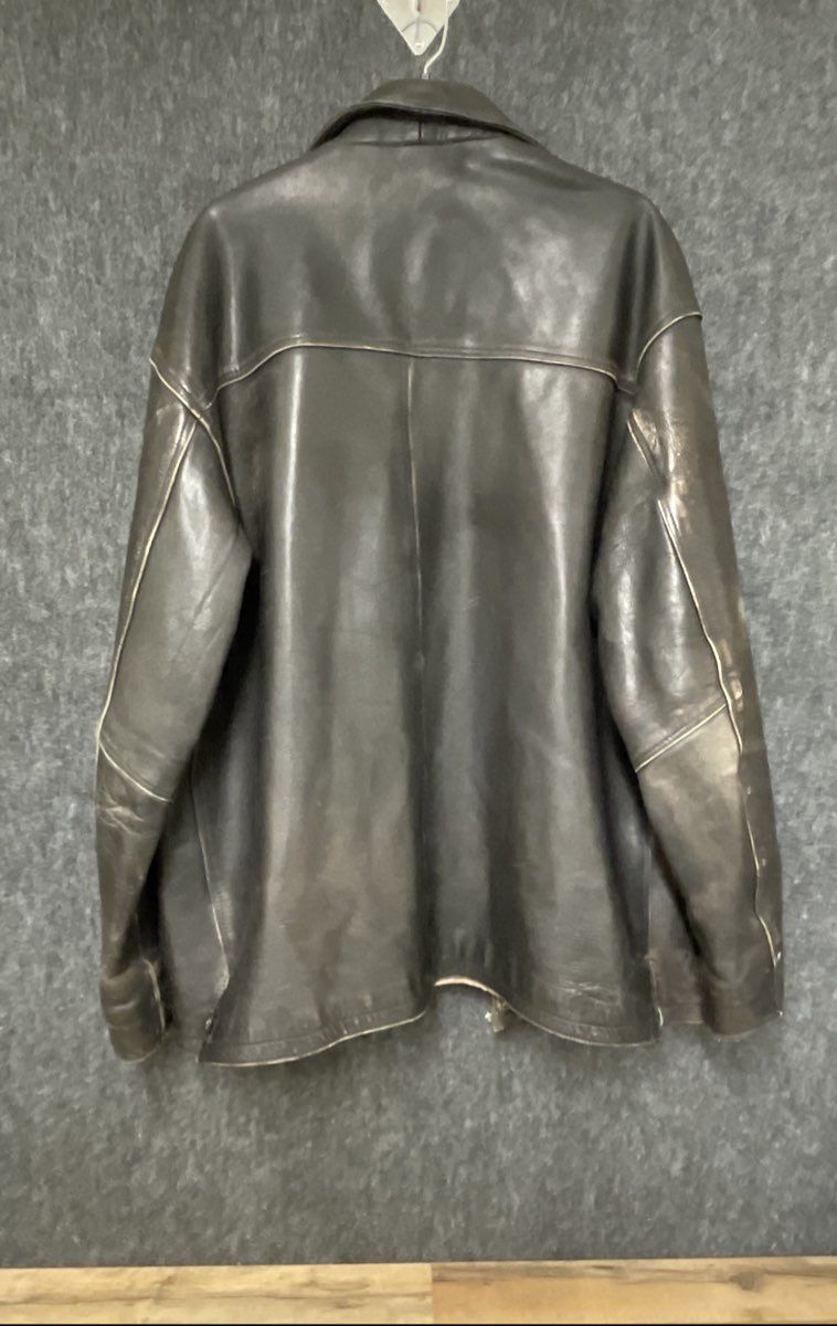 American Base New York Men's Leather Jacket Dark Brown Vintage Y2K Full Zip XXL