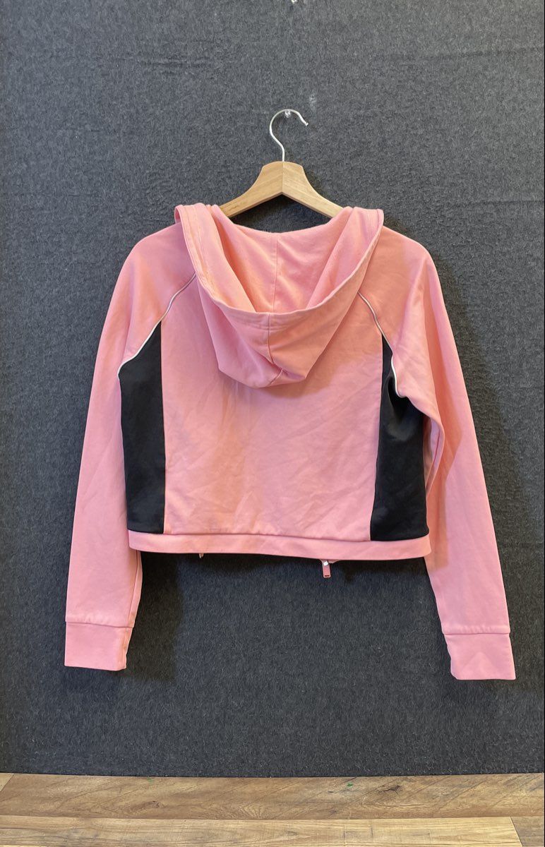 Adidas Women's Pink Full Zip Hoodie Jacket Black Colorblock Sz S