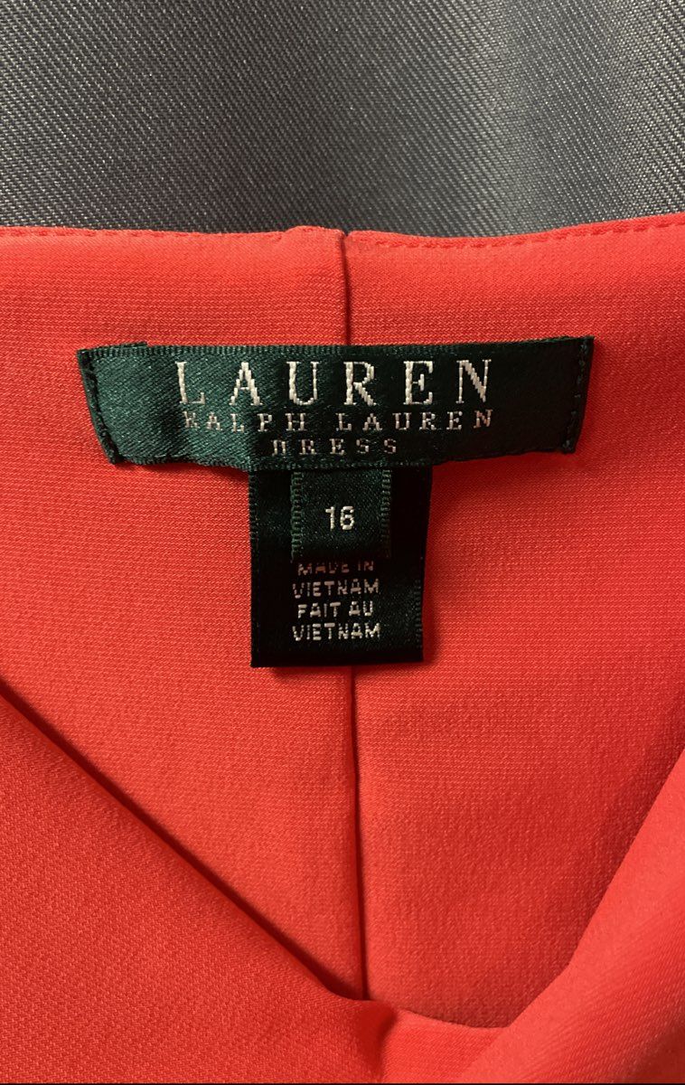Lauren Ralph Lauren Women's Coral Cowl Neck Side Ruched Jersey Dress Size 16