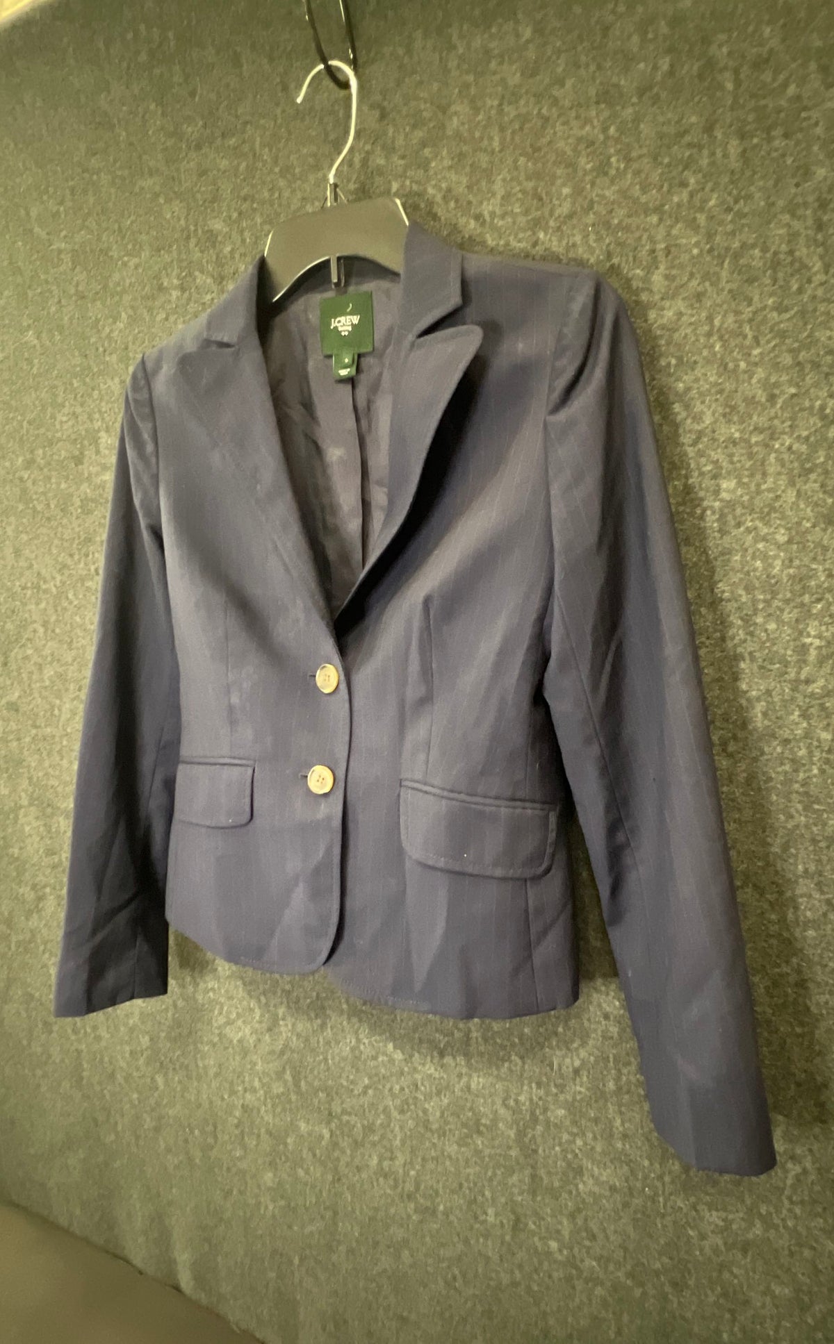 J.Crew Women's Navy Blue Pinstripe Suiting Blazer Jacket Size 0