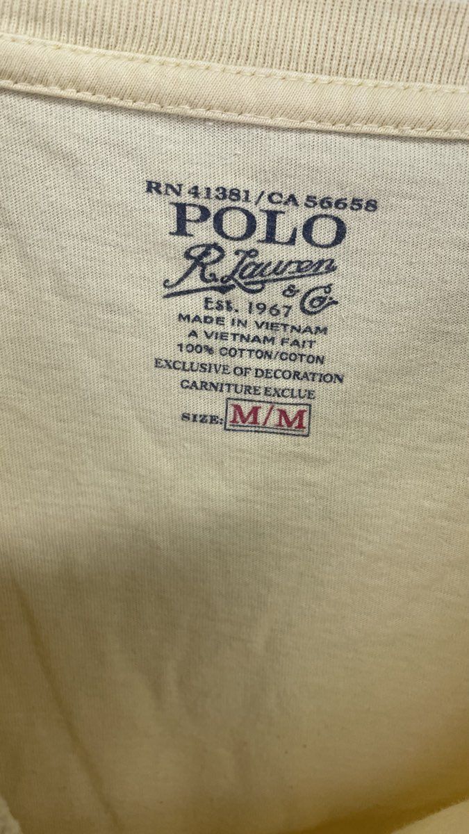 Polo Ralph Lauren Men's Yellow Cotton V-Neck Short Sleeve Pony Logo Tee Sz M
