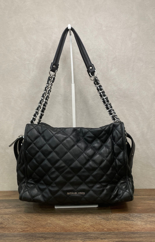 Michael Kors Black Quilted Leather Rachel XL Shoulder Bag Silver Hardware
