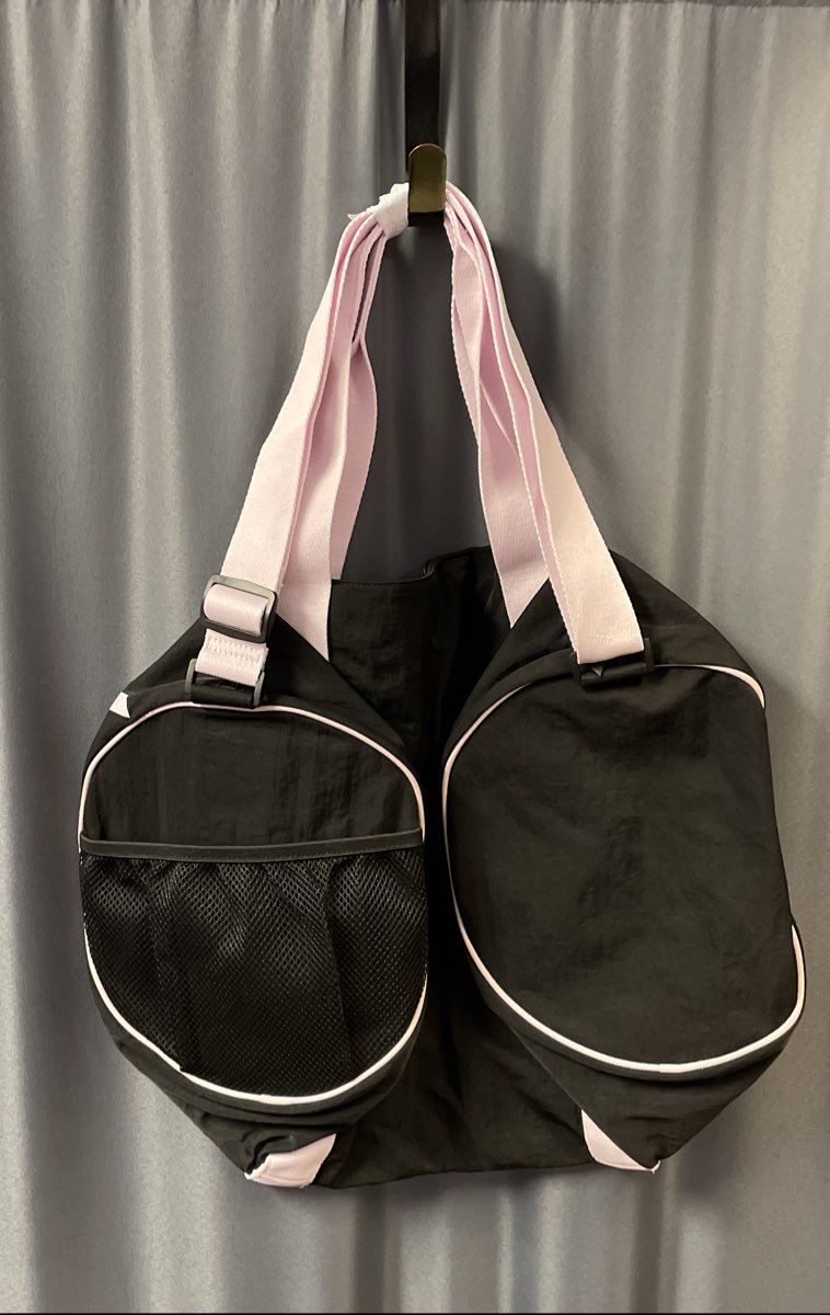 Victoria's Secret PINK Black Pink Script Logo Duffle Gym Bag NWOT
