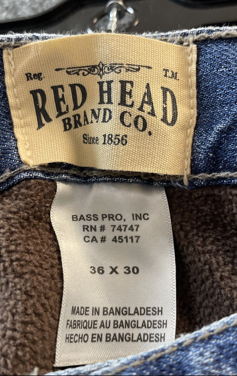 Red Head Men's Blue Fleece Lined Denim Straight Leg Jeans 36x30