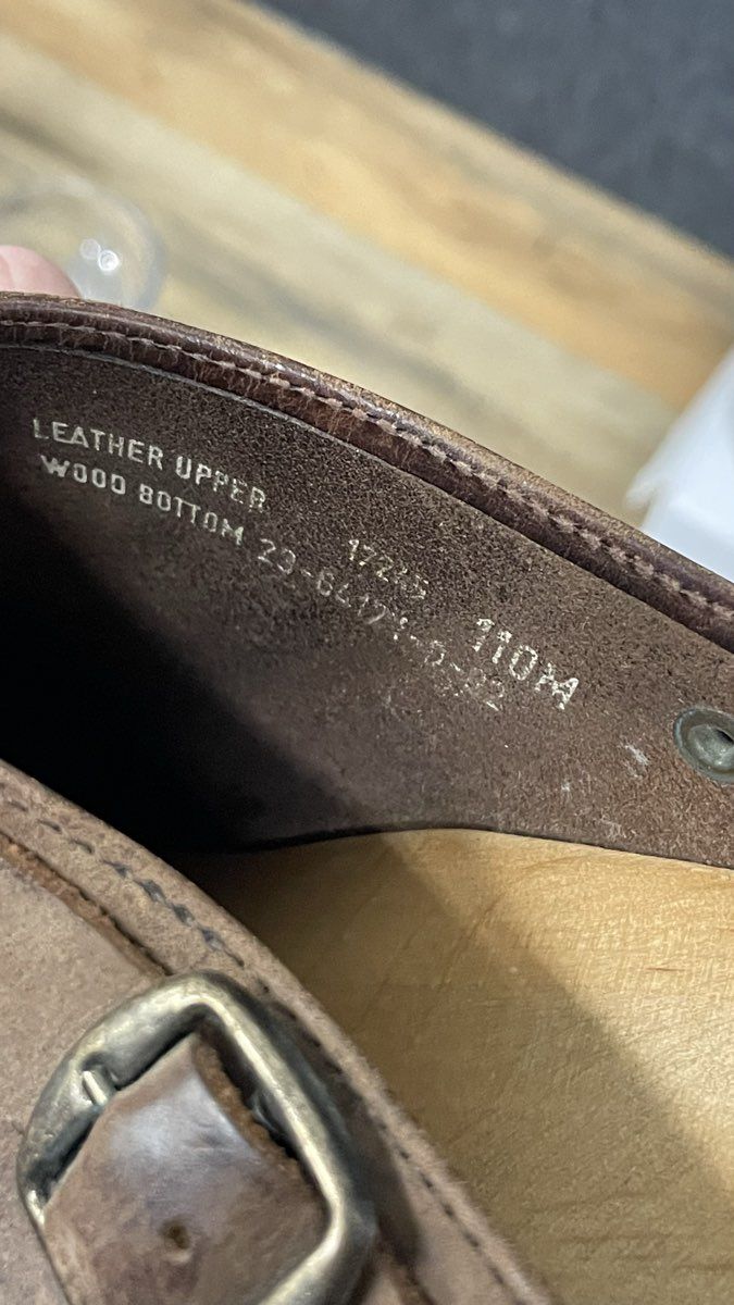 Vintage 90s J. Crew Brown Leather Wood Clogs Buckle Mules Slides Size 10