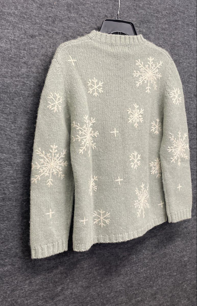 Vintage 90s Newton Trading Co Men's Green Shetland Wool Snowflake Sweater Sz M