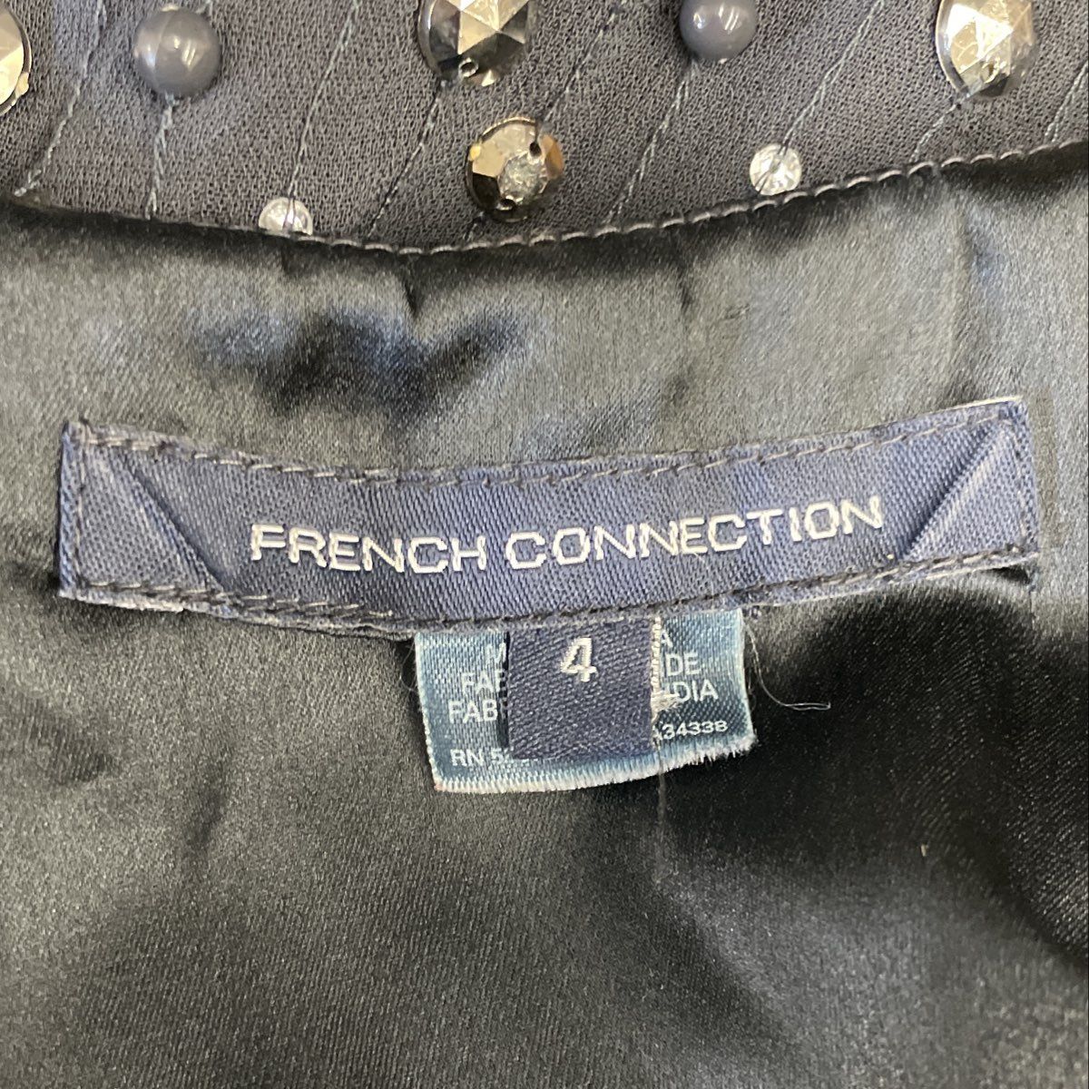 French Connection Women's Black Studded Embellished Sleeveless Dress Size 4