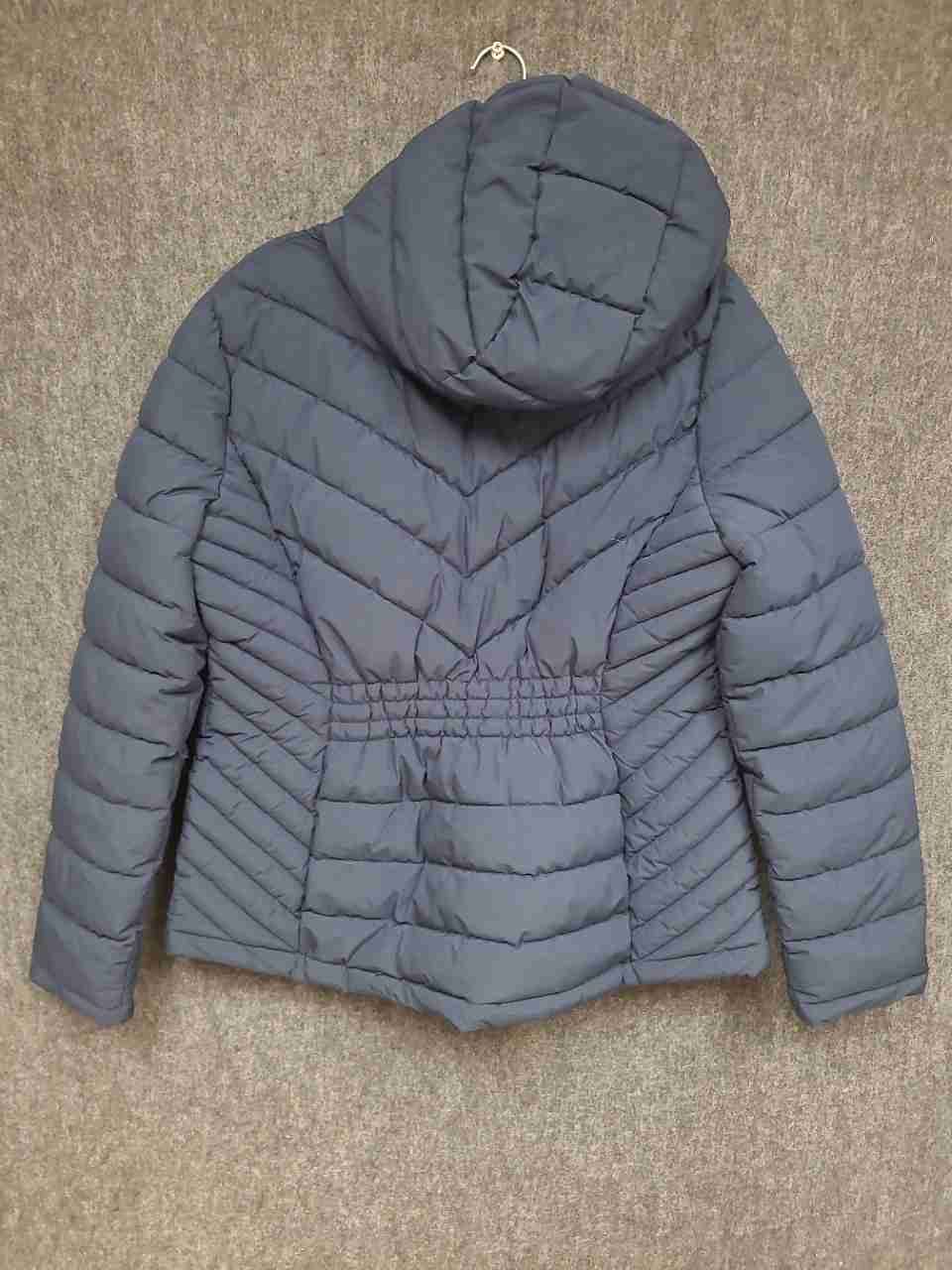 Tommy Hilfiger Women's Navy Blue Chevron Quilted Puffer Jacket Hooded Sz XL