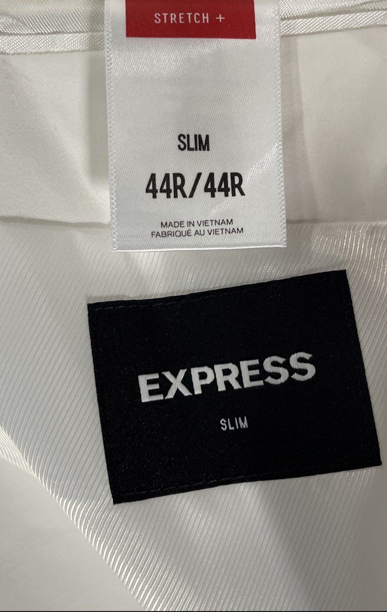 Express Men's White Slim Fit Stretch+ Suit Jacket Blazer Sz 44R NWT