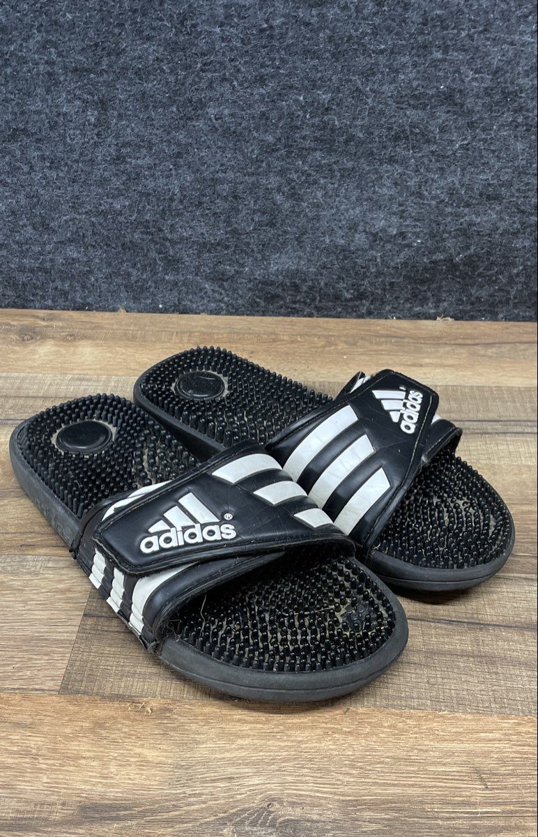 Adidas Adissage Black White Massage Slides Men's Size 10