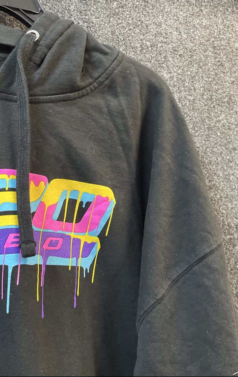 1320 Video Men's Black Neon Drip Turbo Graphic Pullover Hoodie Sz XXL