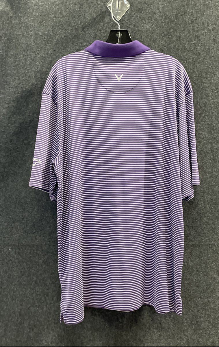 Callaway Men's Purple White Striped Short Sleeve Golf Polo Shirt Sz XXL