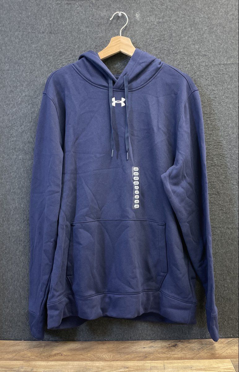 Under Armour Men's Hustle Fleece Hoodie Navy Blue Loose Fit NWT Size Large