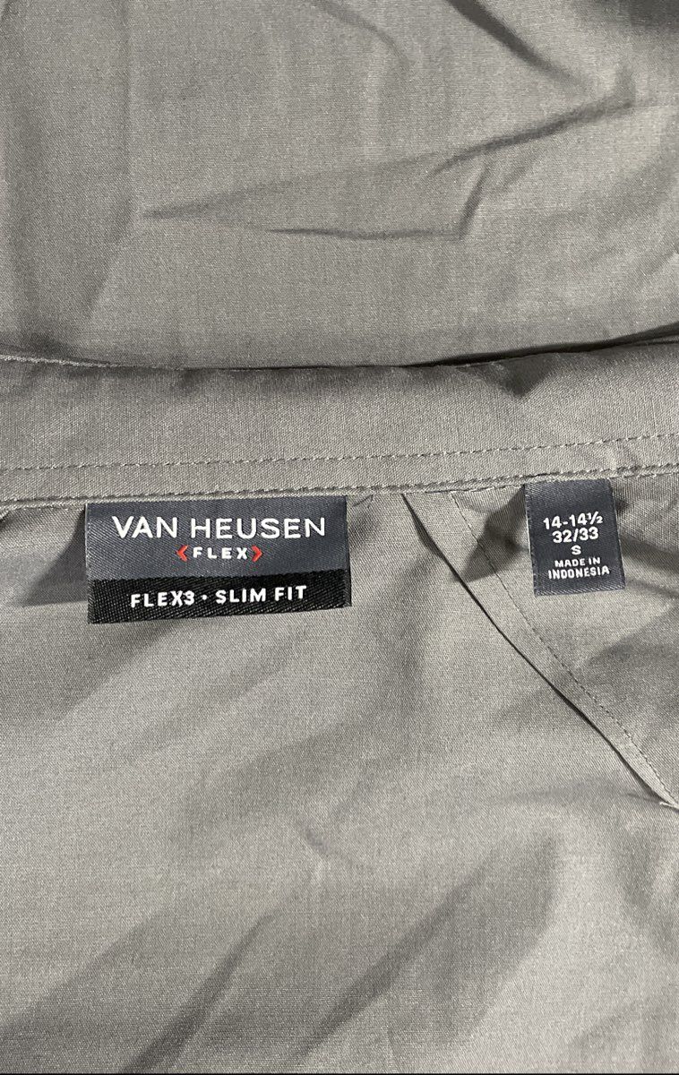 Van Heusen Men's Flint Gray Flex3 Slim Fit Button Up Shirt Sz S NWT