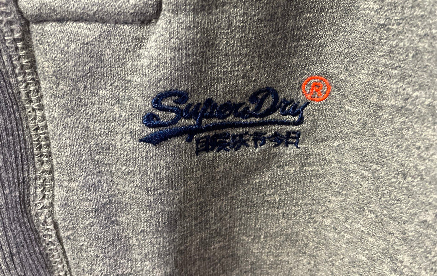 Superdry Men's Gray Orange Label Slim Fit Fleece Joggers Sweatpants Sz L