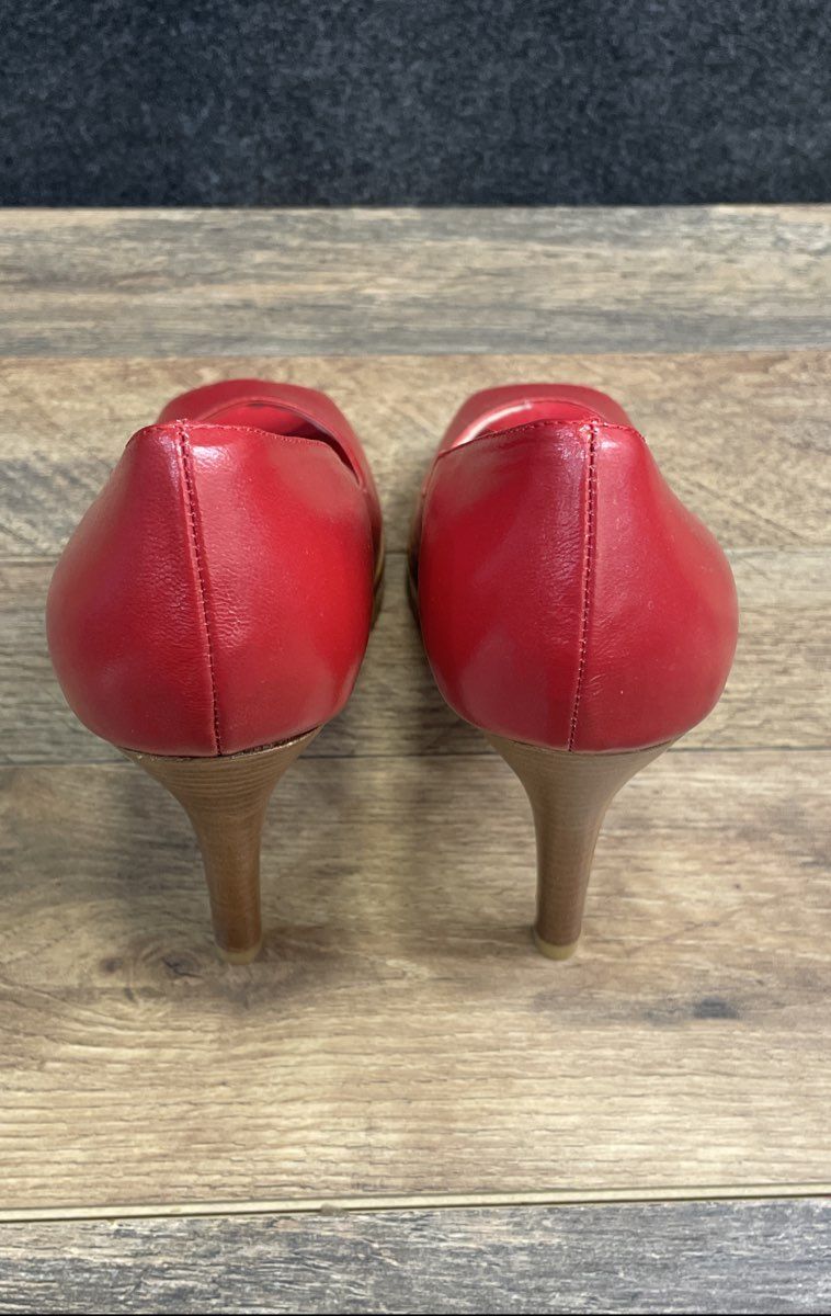 Jeffrey Campbell Ibiza Last Red Leather Peep Toe Platform Pump Heels Size 8