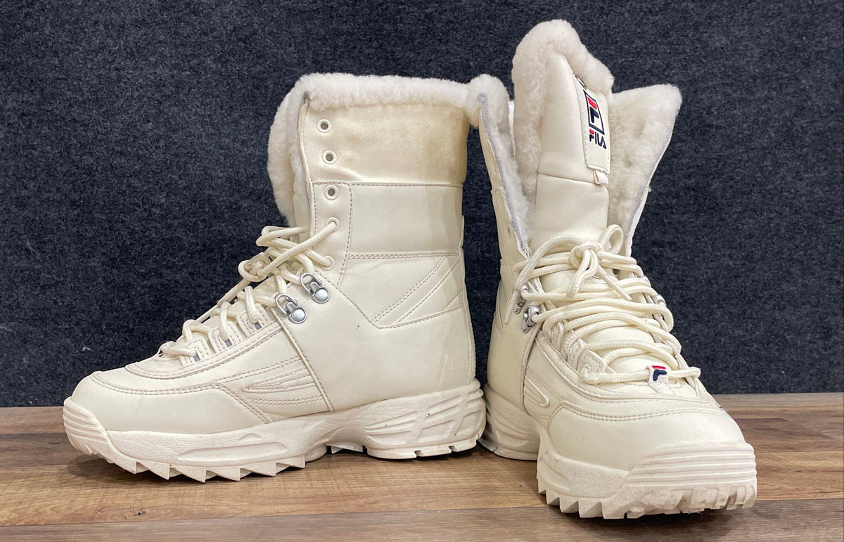 Fila Disruptor Shearling Boot White Faux Fur Winter Lifestyle Size 6.5