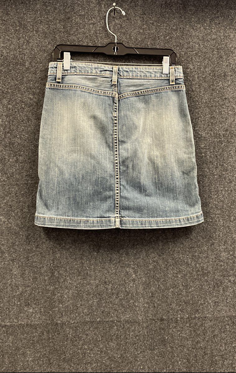 Gap Women's Blue Denim Skirt Zip Cargo Pockets Front Pleat Slit Sz 4