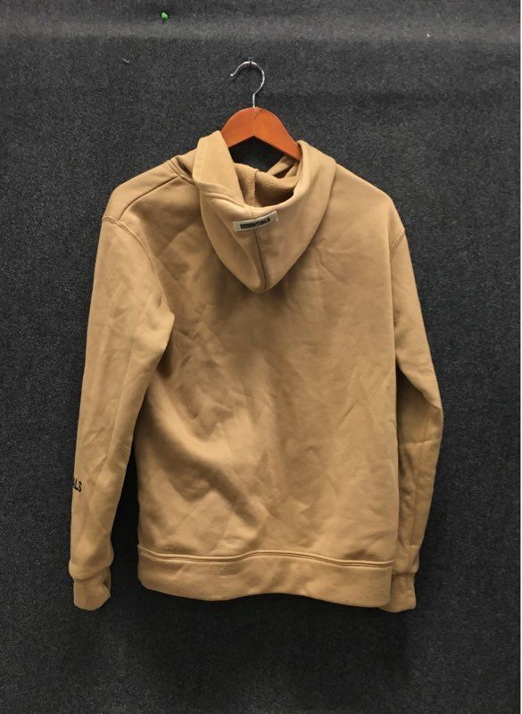 Metrons Men's Tan Essentials Graphic Pullover Hoodie Rubberized Hood Logo Size M
