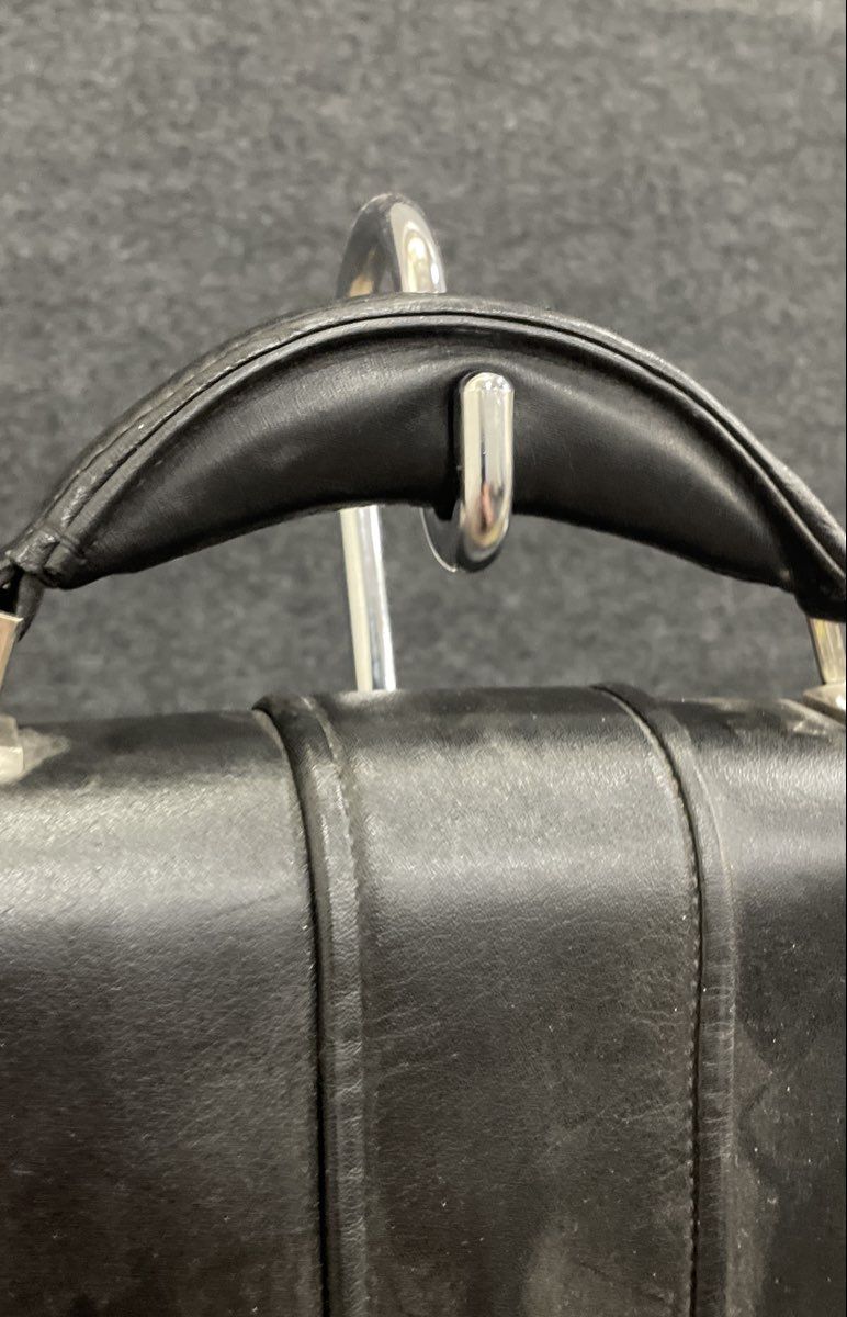 Vintage Kenneth Cole New York Black Leather Briefcase Satchel Bag Silver Lock
