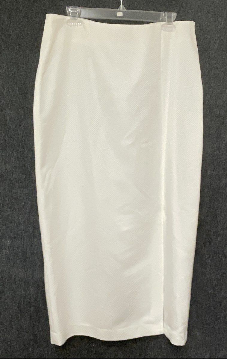 Ashro Women's White 2-Piece Skirt Suit Asymmetrical Pleated Fan Textured Sz 14