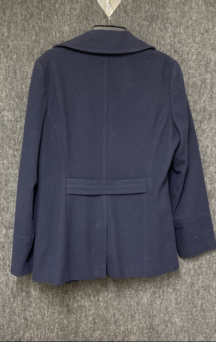 Eddie Bauer Women's Navy Wool Blend Double Breasted Peacoat Jacket Sz L Tall