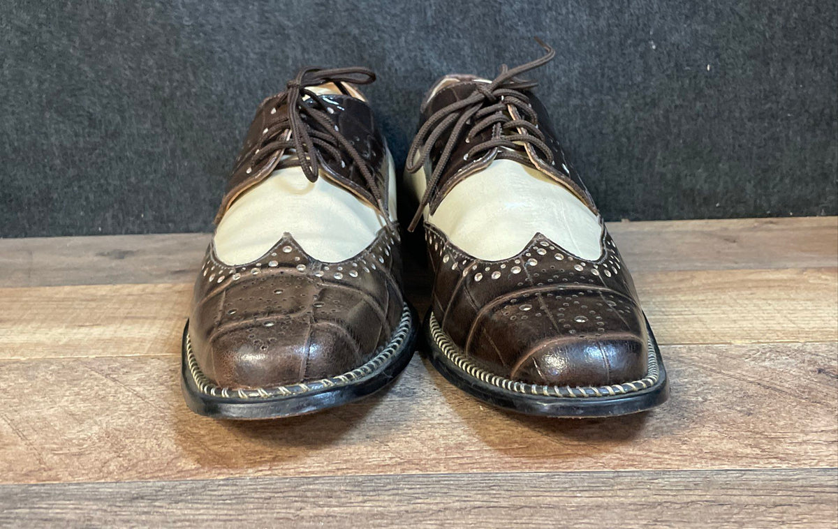 Fortune from Liberty Brown White Leather Wingtip Spectator Brogue Shoes Size 9