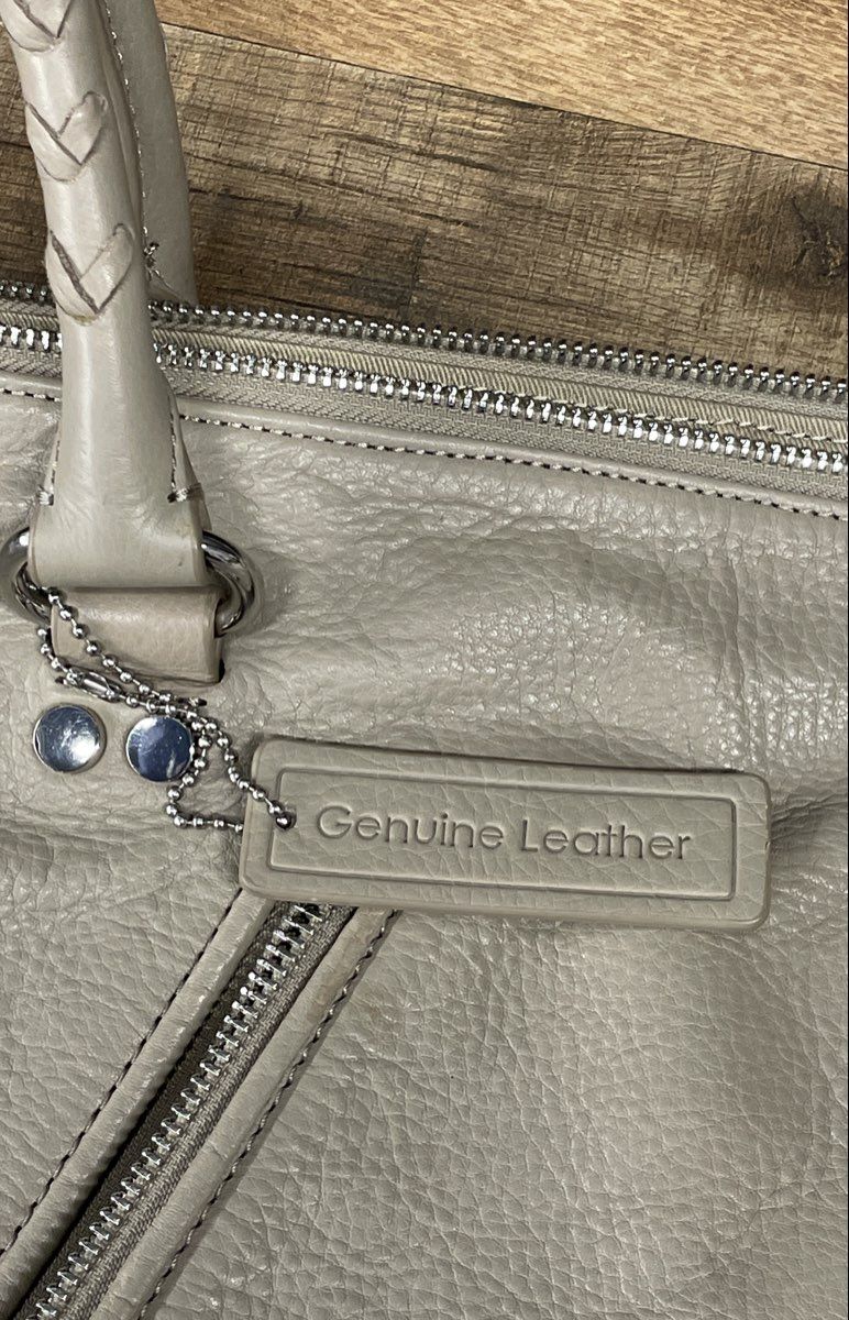 Marc New York Beige Leather Front Zip Tote Bag Handbag