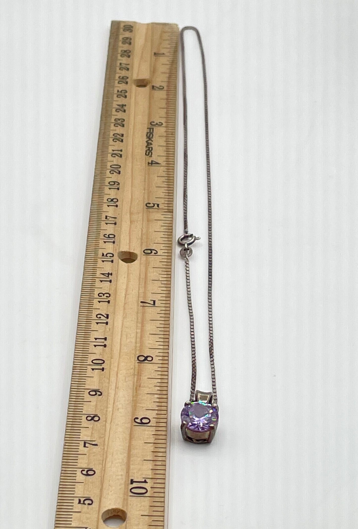 925 Sterling Silver Cubic Zirconia Pendant Necklace 7.2g
