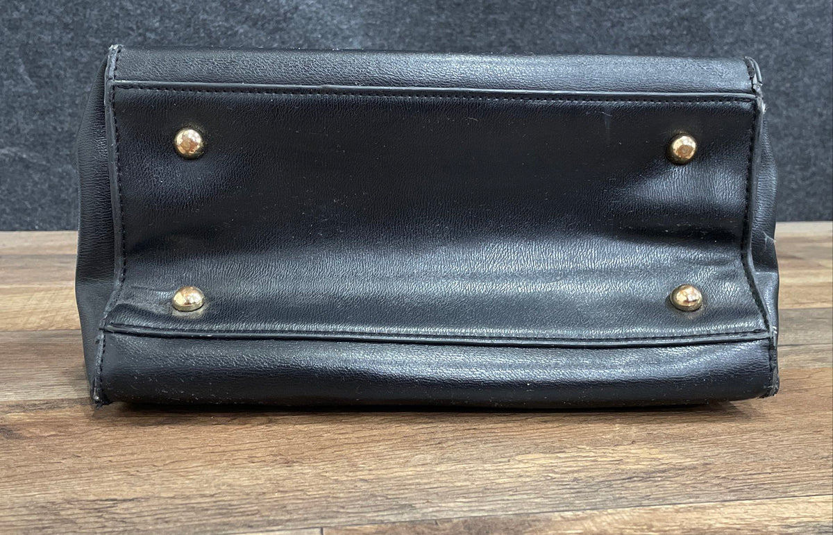 Dune London Black Leather Frame Bag Satchel Top Handle Gold Hardware Purse