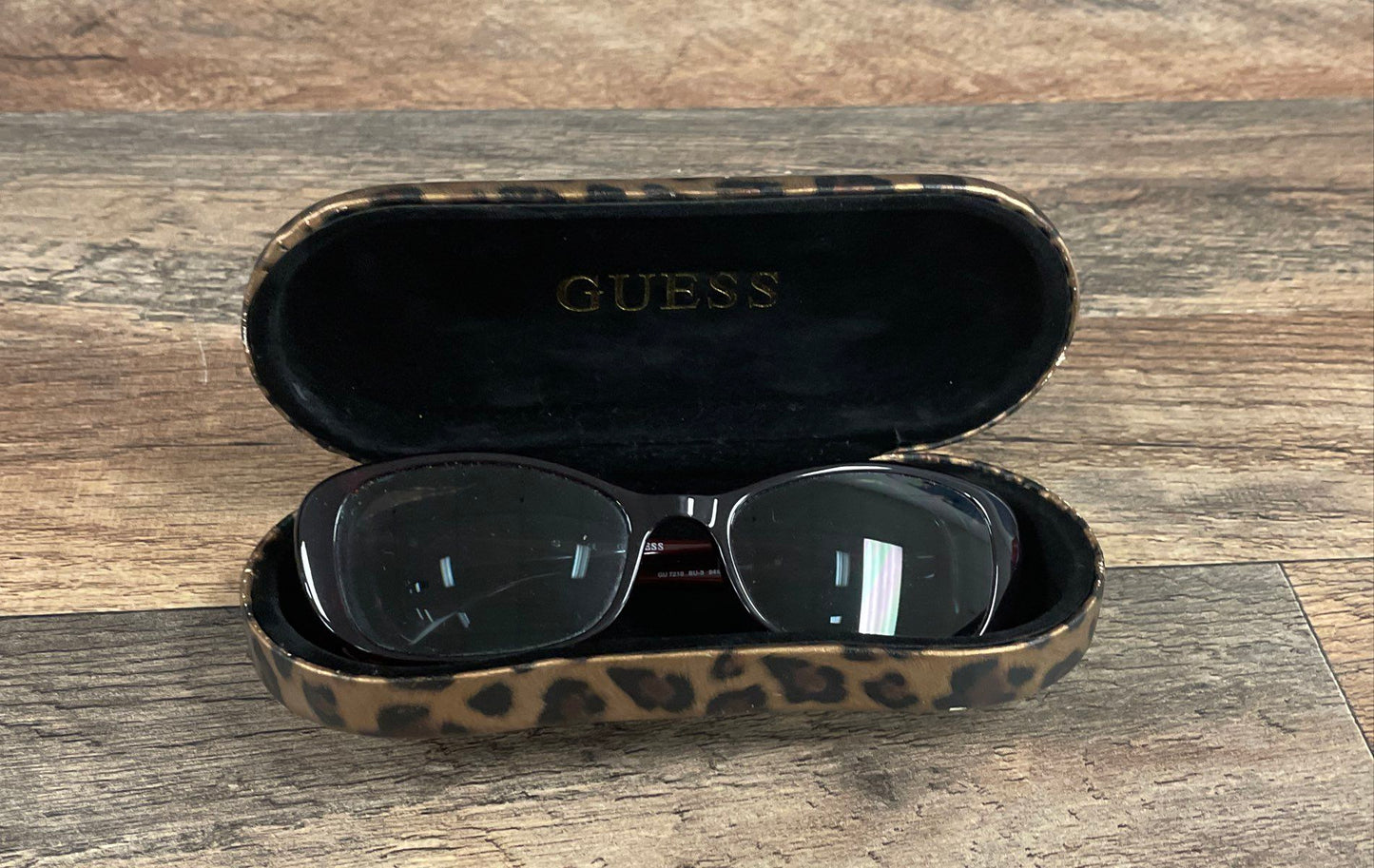 Guess Women's Sunglasses Burgundy Red Leopard Print GU 7210 58-15-135 With Case
