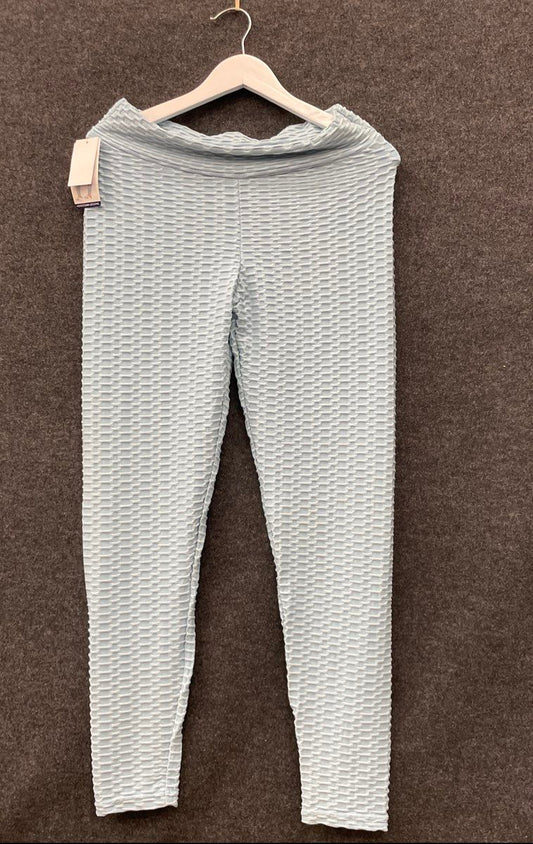 Seven7 Women's Honeycomb Leggings Blue Forget Me Not Scrunch Butt Textured NWT L