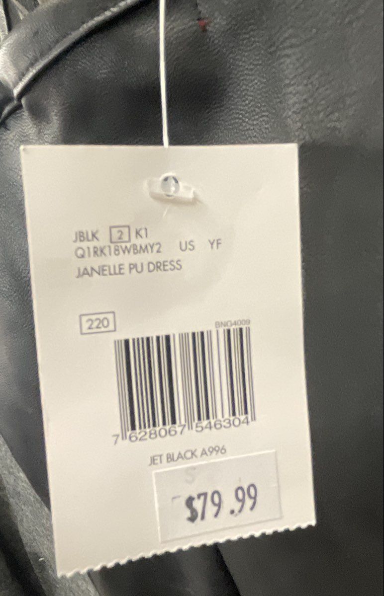 Guess Women's Janelle PU Faux Leather Mini Dress Jet Black Sz S NWT