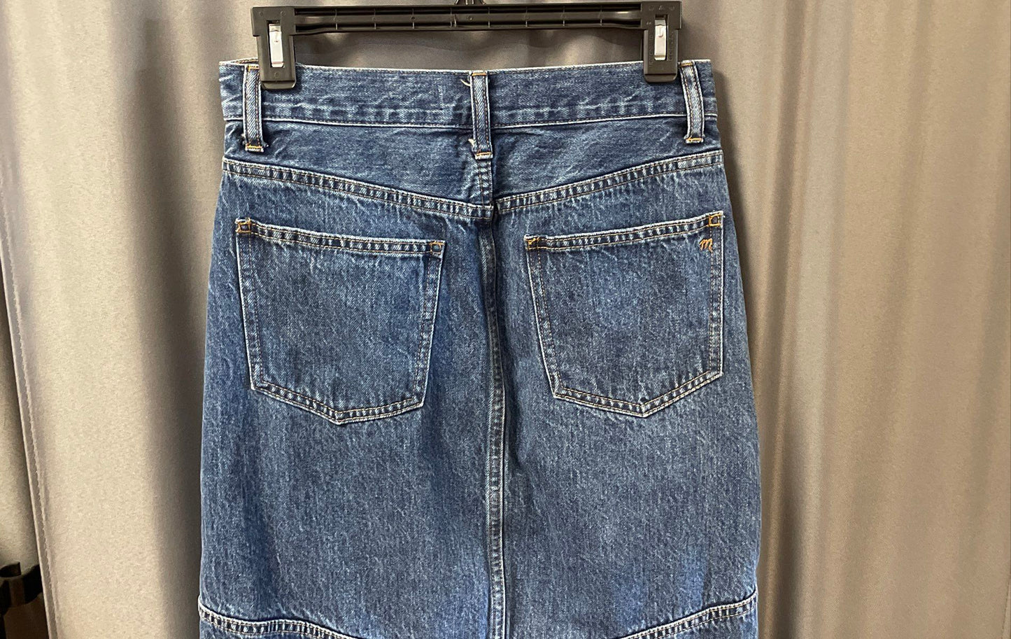 Madewell Women's Blue Denim Maxi Skirt Front Slit Paneled Size 25