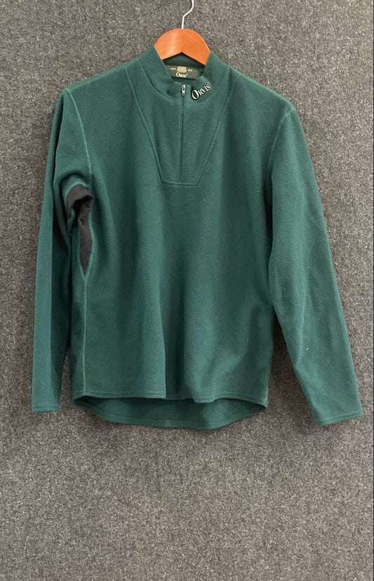 Vintage 90s Orvis Men's Green Quarter Zip Fleece Pullover Made in USA Size M
