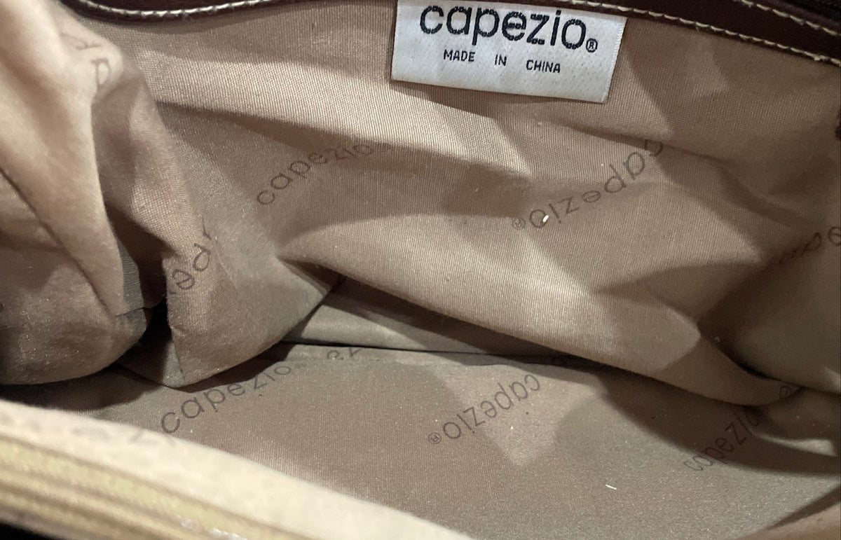 Capezio Brown Leather Vintage Shoulder Bag Gold Tone Hardware Purse